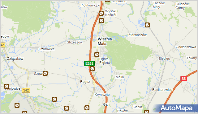 mapa Ligota Piękna, Ligota Piękna na mapie Targeo