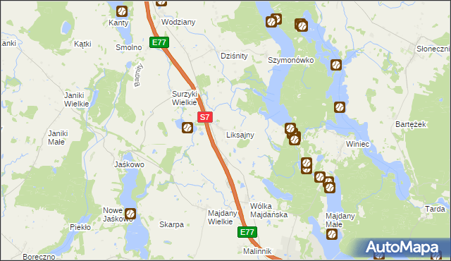 mapa Liksajny, Liksajny na mapie Targeo