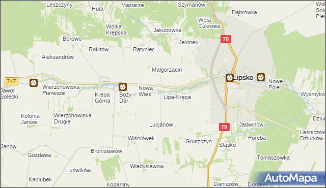 mapa Lipa-Krępa, Lipa-Krępa na mapie Targeo