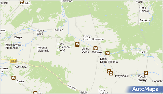 mapa Lipiny Dolne, Lipiny Dolne na mapie Targeo
