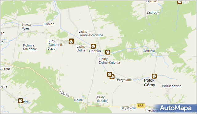 mapa Lipiny Dolne-Kolonia, Lipiny Dolne-Kolonia na mapie Targeo