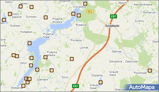 mapa Lipniak gmina Szypliszki, Lipniak gmina Szypliszki na mapie Targeo