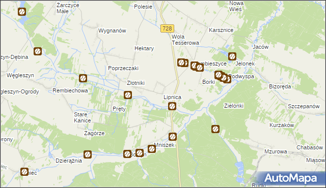 mapa Lipnica gmina Małogoszcz, Lipnica gmina Małogoszcz na mapie Targeo