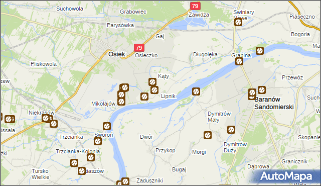 mapa Lipnik gmina Osiek, Lipnik gmina Osiek na mapie Targeo