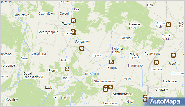 mapa Lipnik gmina Siemkowice, Lipnik gmina Siemkowice na mapie Targeo