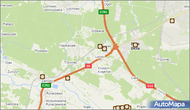 mapa Lipniki gmina Białe Błota, Lipniki gmina Białe Błota na mapie Targeo