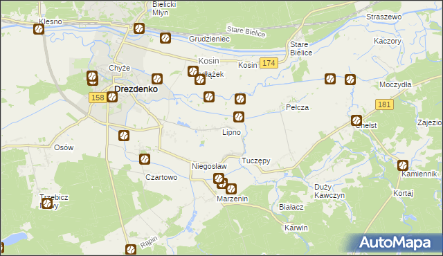 mapa Lipno gmina Drezdenko, Lipno gmina Drezdenko na mapie Targeo