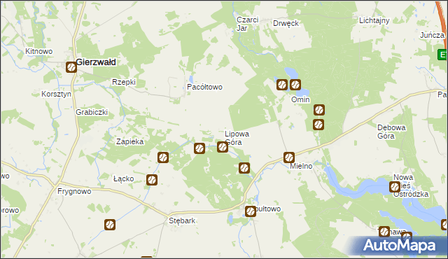 mapa Lipowa Góra gmina Grunwald, Lipowa Góra gmina Grunwald na mapie Targeo