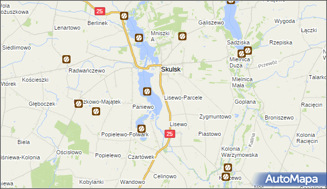 mapa Lisewo-Parcele, Lisewo-Parcele na mapie Targeo