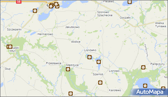 mapa Lisnówko, Lisnówko na mapie Targeo