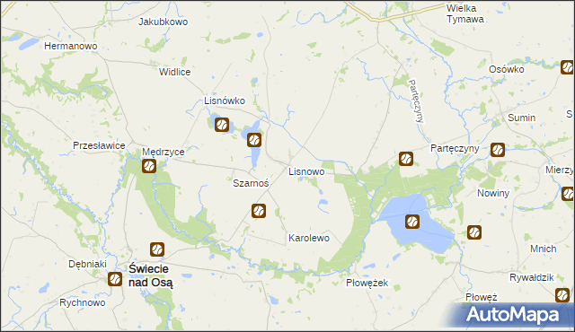 mapa Lisnowo, Lisnowo na mapie Targeo