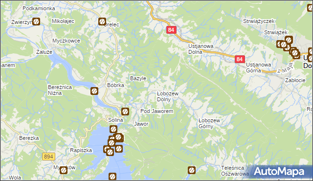 mapa Łobozew Dolny, Łobozew Dolny na mapie Targeo