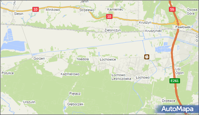 mapa Łochowice gmina Białe Błota, Łochowice gmina Białe Błota na mapie Targeo