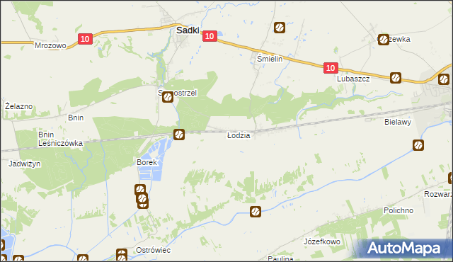 mapa Łodzia gmina Sadki, Łodzia gmina Sadki na mapie Targeo