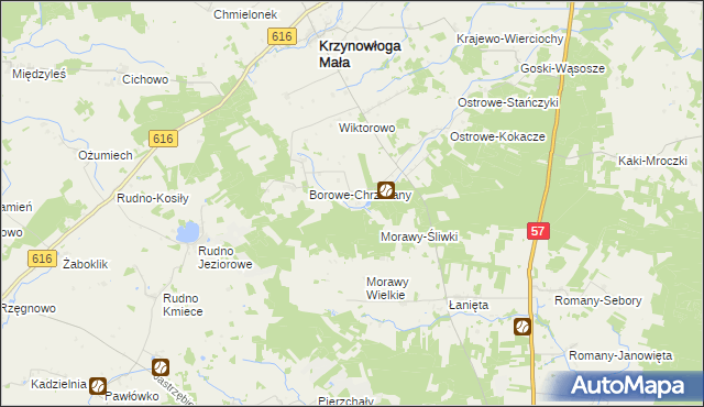 mapa Łoje gmina Krzynowłoga Mała, Łoje gmina Krzynowłoga Mała na mapie Targeo