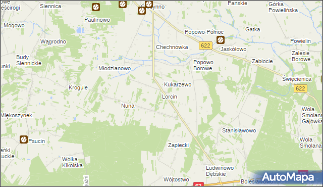 mapa Lorcin gmina Nasielsk, Lorcin gmina Nasielsk na mapie Targeo