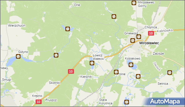 mapa Łowicz Wałecki, Łowicz Wałecki na mapie Targeo