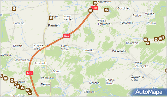 mapa Łowisko, Łowisko na mapie Targeo