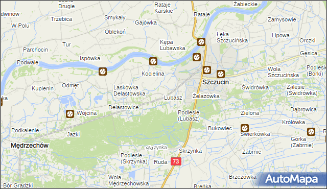 mapa Lubasz gmina Szczucin, Lubasz gmina Szczucin na mapie Targeo