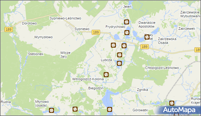 mapa Lubcza gmina Więcbork, Lubcza gmina Więcbork na mapie Targeo