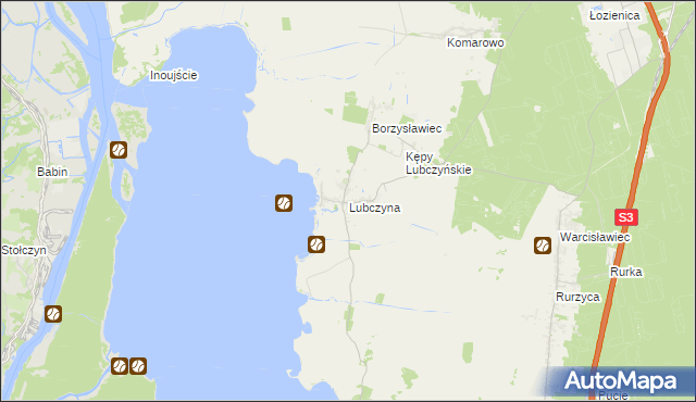 mapa Lubczyna gmina Goleniów, Lubczyna gmina Goleniów na mapie Targeo