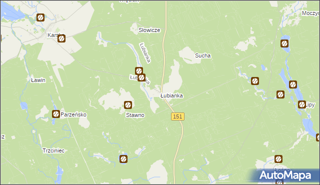 mapa Łubianka gmina Barlinek, Łubianka gmina Barlinek na mapie Targeo