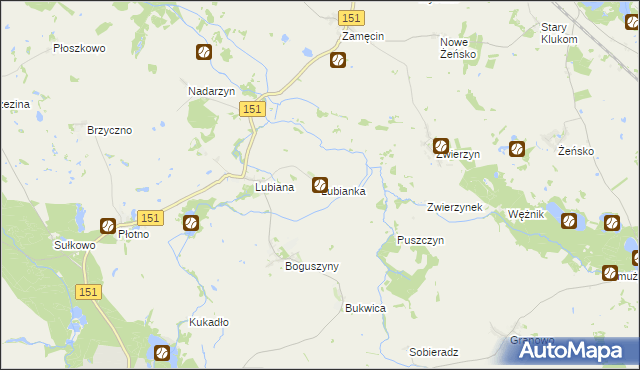 mapa Lubianka gmina Pełczyce, Lubianka gmina Pełczyce na mapie Targeo