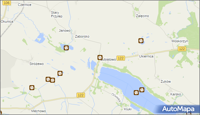 mapa Lubiatowo gmina Przelewice, Lubiatowo gmina Przelewice na mapie Targeo