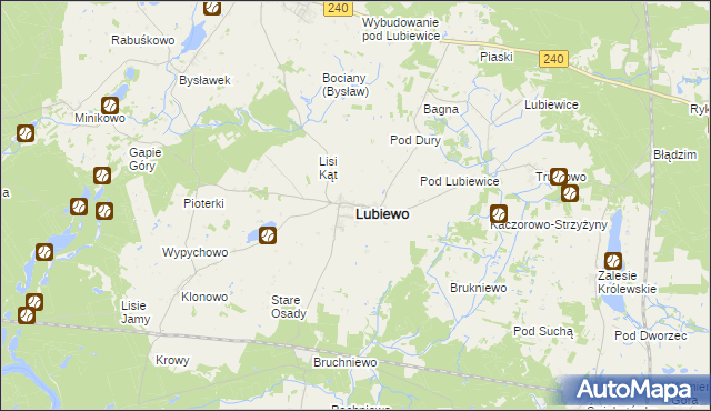 mapa Lubiewo powiat tucholski, Lubiewo powiat tucholski na mapie Targeo