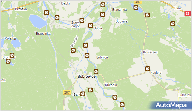 mapa Lubnica gmina Bobrowice, Lubnica gmina Bobrowice na mapie Targeo