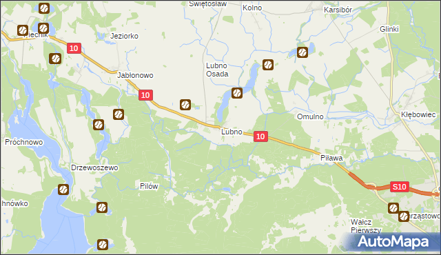 mapa Lubno gmina Wałcz, Lubno gmina Wałcz na mapie Targeo