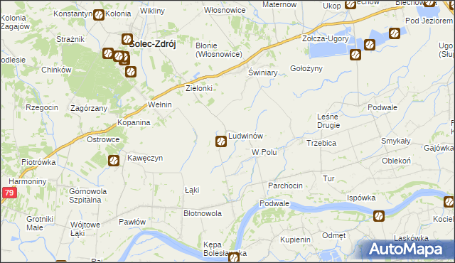 mapa Ludwinów gmina Solec-Zdrój, Ludwinów gmina Solec-Zdrój na mapie Targeo