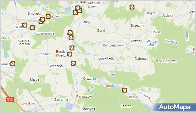 mapa Ługi-Radły, Ługi-Radły na mapie Targeo