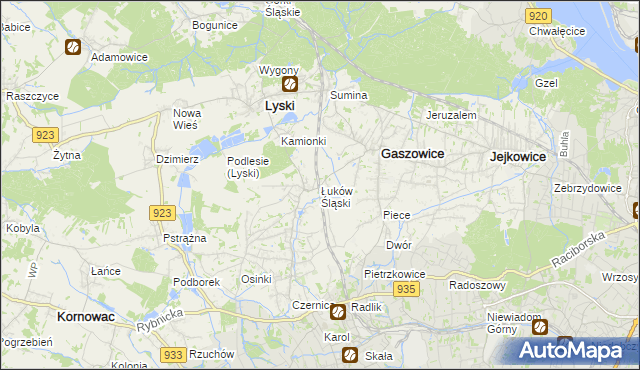 mapa Łuków Śląski, Łuków Śląski na mapie Targeo