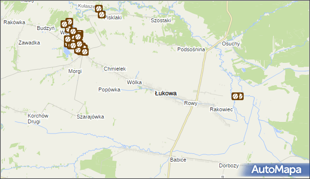 mapa Łukowa powiat biłgorajski, Łukowa powiat biłgorajski na mapie Targeo