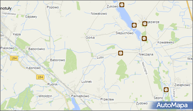 mapa Lulin gmina Oborniki, Lulin gmina Oborniki na mapie Targeo