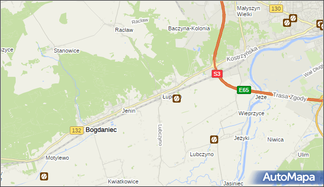 mapa Łupowo gmina Bogdaniec, Łupowo gmina Bogdaniec na mapie Targeo