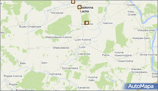 mapa Łuzki gmina Jabłonna Lacka, Łuzki gmina Jabłonna Lacka na mapie Targeo