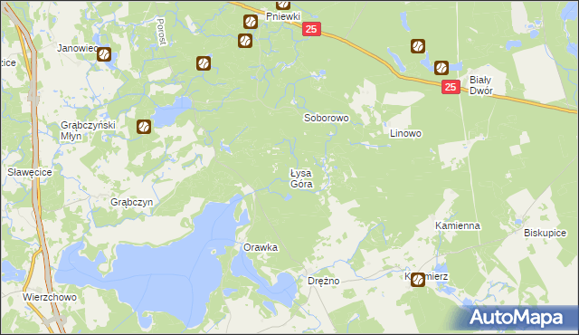 mapa Łysa Góra gmina Szczecinek, Łysa Góra gmina Szczecinek na mapie Targeo