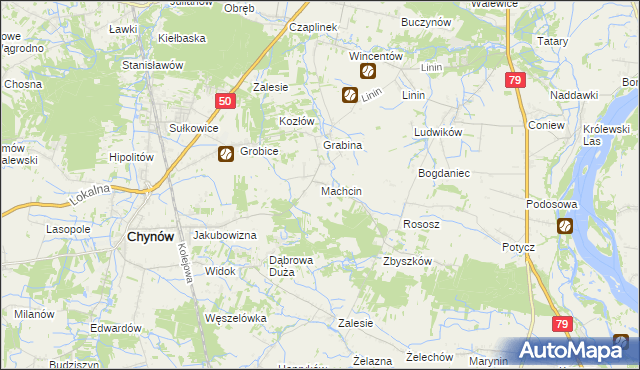 mapa Machcin gmina Chynów, Machcin gmina Chynów na mapie Targeo