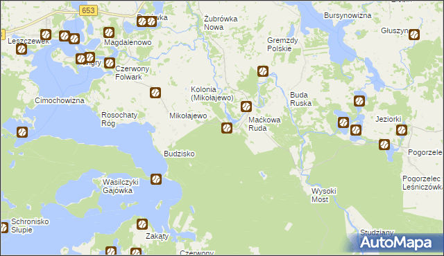 mapa Maćkowa Ruda gmina Giby, Maćkowa Ruda gmina Giby na mapie Targeo