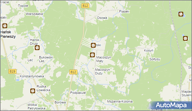 mapa Macoszyn Mały, Macoszyn Mały na mapie Targeo