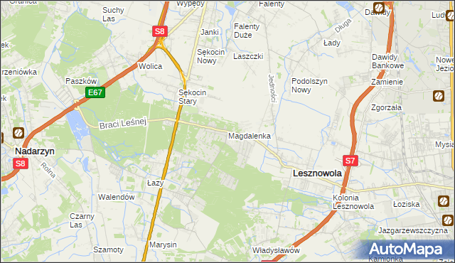 mapa Magdalenka gmina Lesznowola, Magdalenka gmina Lesznowola na mapie Targeo