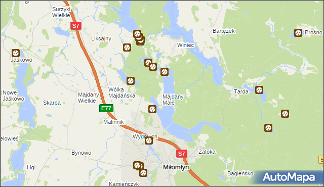 mapa Majdany Małe, Majdany Małe na mapie Targeo