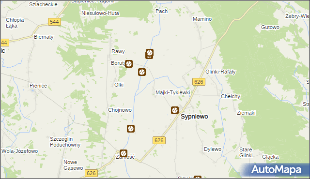 mapa Majki-Tykiewki, Majki-Tykiewki na mapie Targeo