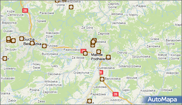 mapa Maków Podhalański, Maków Podhalański na mapie Targeo