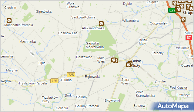 mapa Mała Wieś gmina Belsk Duży, Mała Wieś gmina Belsk Duży na mapie Targeo