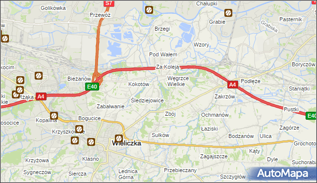 mapa Mała Wieś gmina Wieliczka, Mała Wieś gmina Wieliczka na mapie Targeo