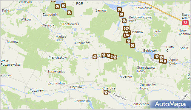 mapa Malanów gmina Lutomiersk, Malanów gmina Lutomiersk na mapie Targeo