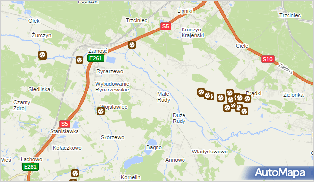 mapa Małe Rudy, Małe Rudy na mapie Targeo